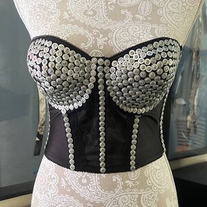 Elegant Black and Silver Studded Women's Top